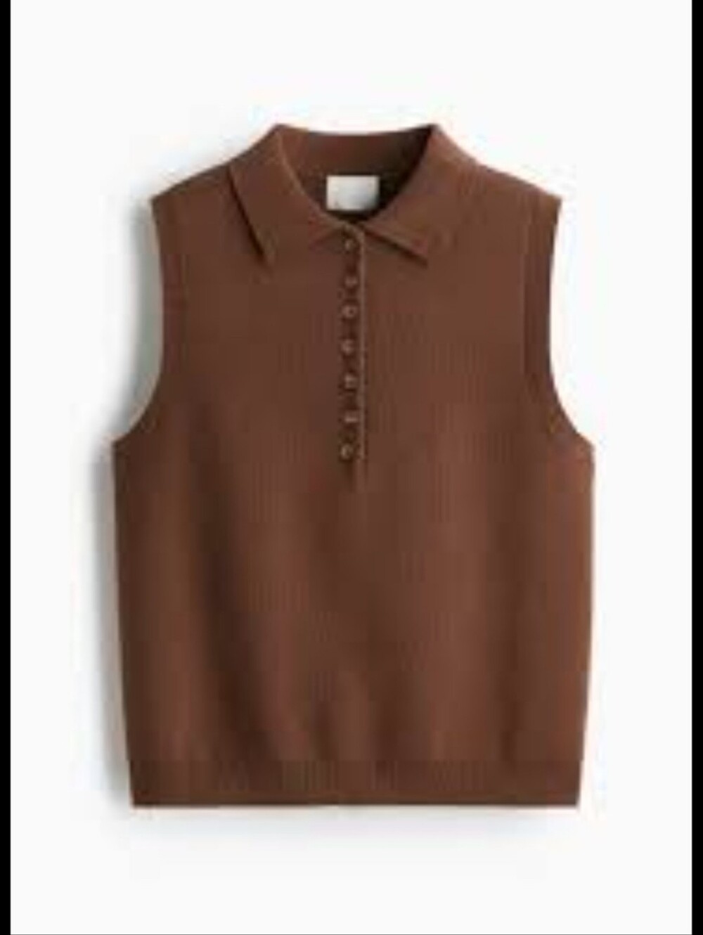 $35 NWT! H&M Polo Collared Sleeveless Knit Top Camel Tan Brown Size Small